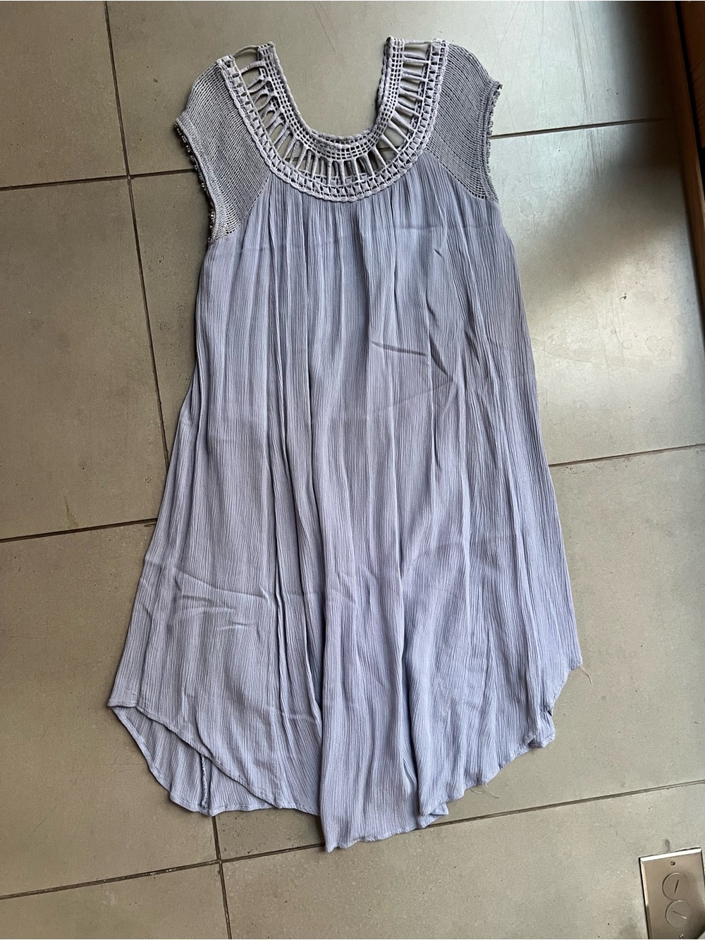 Anthropologie Light Lavender Crochet-Trim Midi Dress